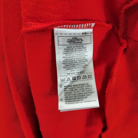 Adidas Big Logo Pullover Athletic Hoodie Mens 2XL XXL Red White Cotton IJ8911 - Picture 7 of 8